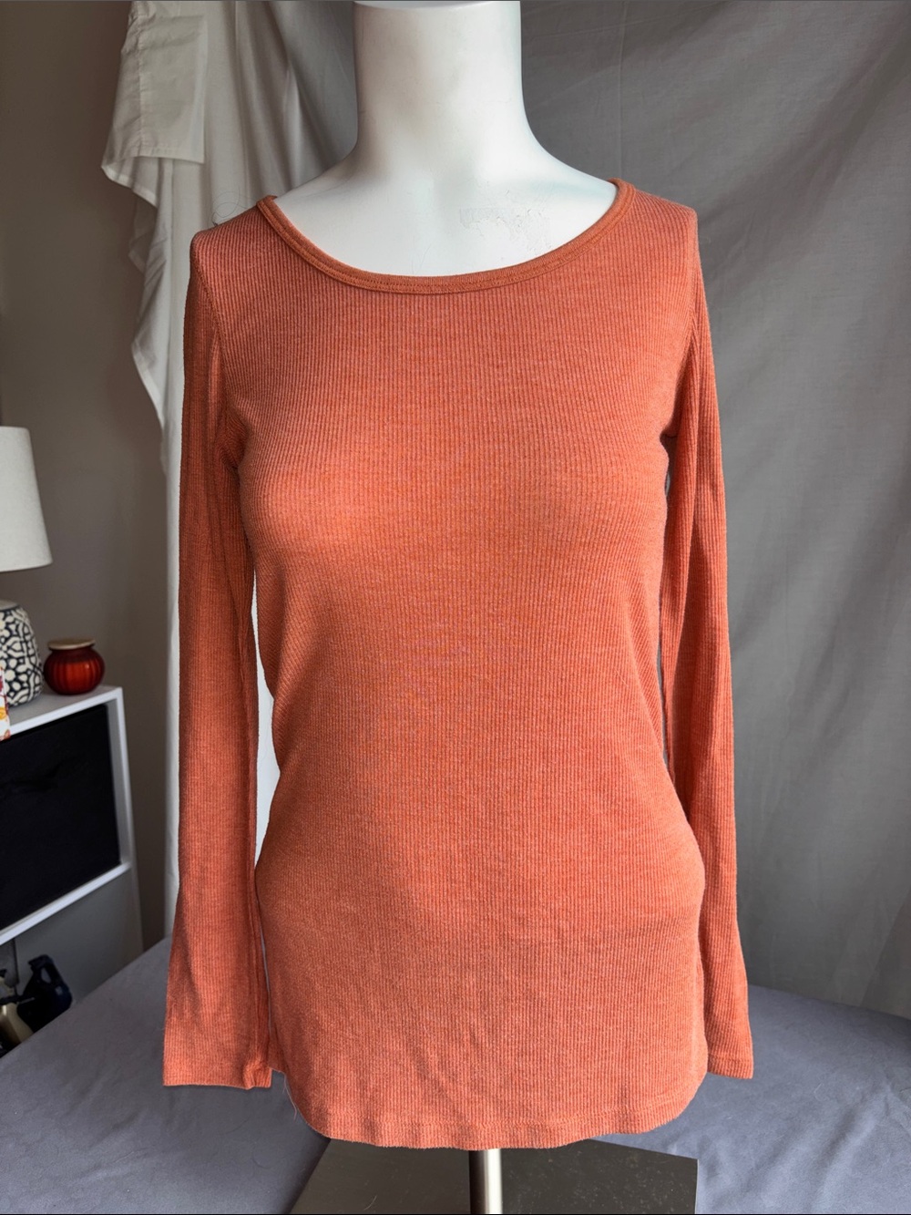 Mossimo Supply Co. Long Sleeve Ribbed Top in Burnt Orange